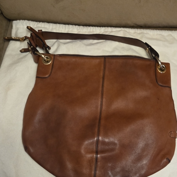 Cole Haan Brown Leather Shoulder Bag with Gold Accents - Picture 2 of 5